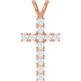 14K Gold Round Natural Diamond Accented Cross Pendant – up to 3/4 CTW - Rose Gold