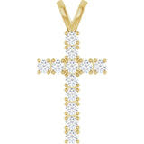 14K Gold Round Natural Diamond Accented Cross Pendant – up to 3/4 CTW - Yellow Gold