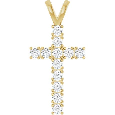 14K Gold Round Natural Diamond Accented Cross Pendant – up to 3/4 CTW - Yellow Gold