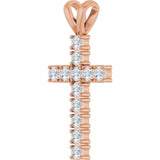 14K Gold Round Natural Diamond Accented Cross Pendant – up to 3/4 CTW - Rose Gold - view 2