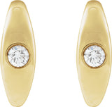 14K Gold Round Natural Diamond Accented Hoop Earrings X - Yellow Gold - view 2