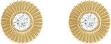 14K Gold Round Natural Diamond Accented Starburst Stud Earrings - Yellow Gold - view 2