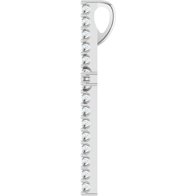 14K Gold Round Natural Diamond Petite Cross Necklace or Pendant - White Gold - view 2