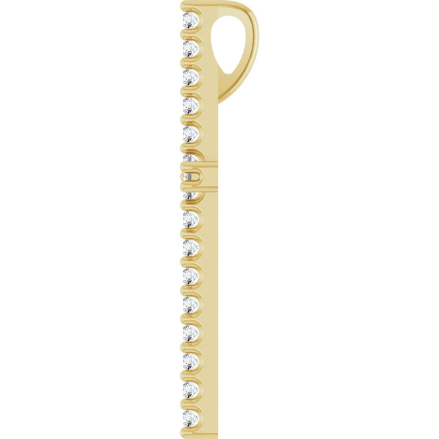 14K Gold Round Natural Diamond Petite Cross Necklace or Pendant - Yellow Gold - view 2