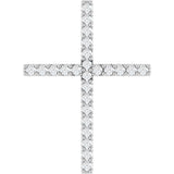 Platinum Round Natural Diamond Petite Cross Necklace or Pendant