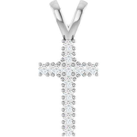Platinum Round Natural Diamond Accented Cross Pendant – up to 3/4 CTW