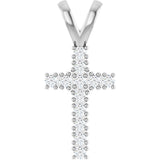 14K Gold Round Natural Diamond Accented Cross Pendant – up to 3/4 CTW - White Gold
