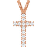 14K Gold Round Natural Diamond Accented Cross Pendant – up to 3/4 CTW - Rose Gold
