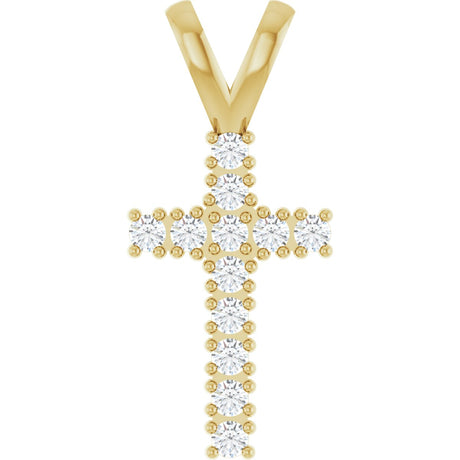 14K Gold Round Natural Diamond Accented Cross Pendant – up to 3/4 CTW - Yellow Gold