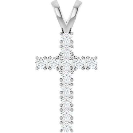 14K Gold Round Natural Diamond Accented Cross Pendant – up to 3/4 CTW - White Gold