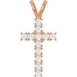 14K Gold Round Natural Diamond Accented Cross Pendant – up to 3/4 CTW - Rose Gold