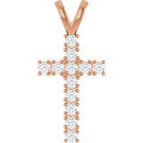 14K Gold Round Natural Diamond Accented Cross Pendant – up to 3/4 CTW - Rose Gold