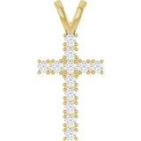 14K Gold Round Natural Diamond Accented Cross Pendant – up to 3/4 CTW - Yellow Gold