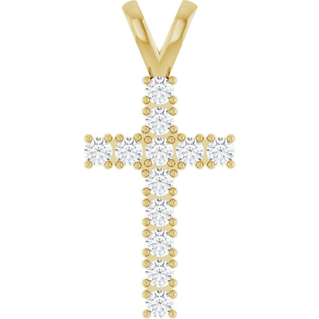 14K Gold Round Natural Diamond Accented Cross Pendant – up to 3/4 CTW - Yellow Gold