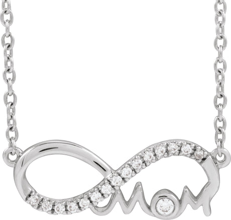 14K Gold Round Lab-Grown Diamond Infinity-Inspired Mom Necklace - White Gold