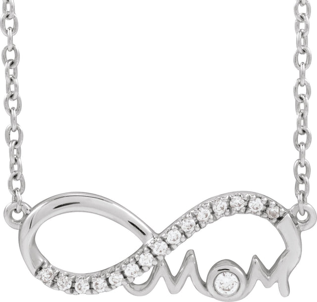 14K Gold Round Lab-Grown Diamond Infinity-Inspired Mom Necklace - White Gold