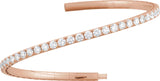14K Gold Round Natural Diamond Half Accented Flexible Bangle Bracelet - Rose Gold - view 2