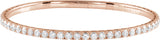14K Gold Round Natural Diamond Half Accented Flexible Bangle Bracelet - Rose Gold