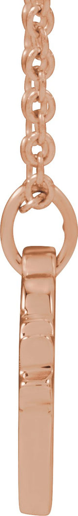 14K Gold Round Natural Diamond Engravable Accented Heart Necklace or Pendant – 005 CTW - Rose Gold - view 2