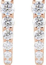 14K Gold Round Lab-Grown Diamond Accented U-Hoop Earrings – 2.9mm Stones - Rose Gold