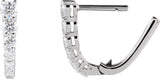 14K Gold Round Lab-Grown Diamond Accented U-Hoop Earrings – 2.9mm Stones - White Gold - view 3