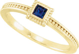 14K Gold Square Natural Blue Sapphire Family Stackable Ring - Yellow Gold - view 2