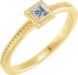 14K Gold Square Natural Diamond Family Stackable Ring - Yellow Gold