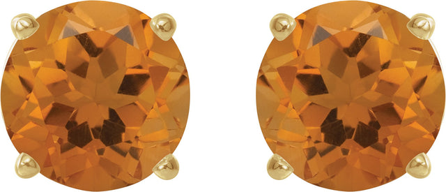 14K Gold Natural Citrine Round 4-Prong Lightweight Stud Earrings – 2.5-8mm Stones - Yellow Gold - view 4