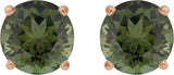 14K Gold Natural Green Tourmaline Round 4-Prong Lightweight Stud Earrings – 6mm Stones - Rose Gold - view 8