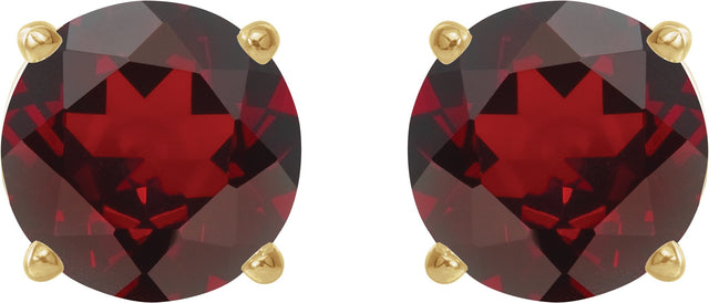 14K Gold Natural Mozambique Garnet Round 4-Prong Lightweight Stud Earrings – 2.5-8mm Stones - Yellow Gold - view 4