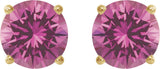 14K Gold Lab-Grown Pink Sapphire Round 4-Prong Lightweight Stud Earrings - Yellow Gold - view 4