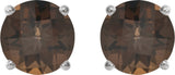Platinum Natural Smoky Quartz Round 4-Prong Lightweight Stud Earrings - view 8