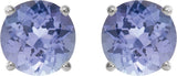 Platinum Natural Tanzanite Round 4-Prong Lightweight Stud Earrings – 7mm Stones - view 8