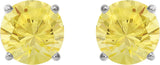 14K Gold Lab-Grown Yellow Sapphire Round 4-Prong Lightweight Stud Earrings - White Gold - view 4