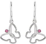 14K Gold Round Natural Pink Tourmaline Butterfly Earrings - view 2