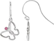 14K Gold Round Natural Pink Tourmaline Butterfly Earrings