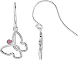 14K Gold Round Natural Pink Tourmaline Butterfly Earrings