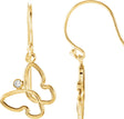 14K Gold Round Natural Diamond Butterfly Earrings