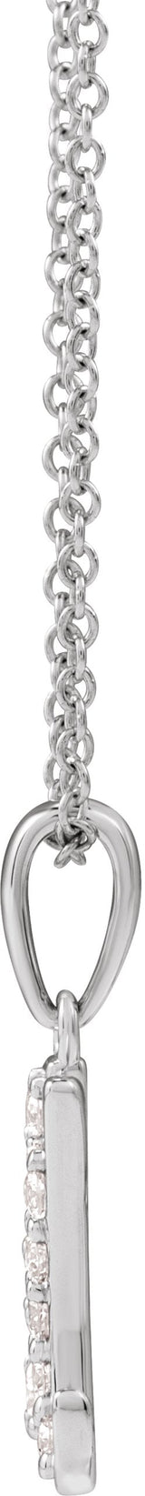 14K Gold Round Natural Diamond Accented Initial Necklace or Pendant - White Gold - view 2