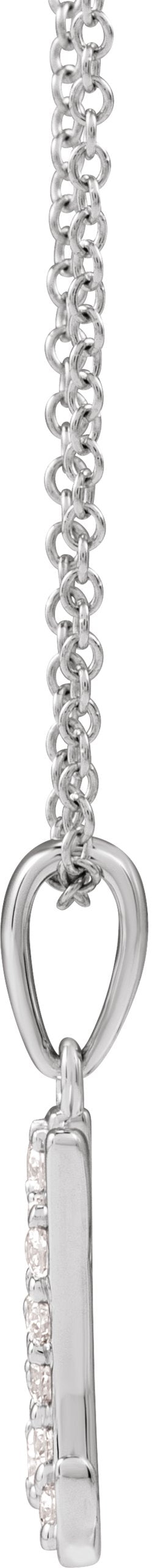 14K Gold Round Natural Diamond Accented Initial Necklace or Pendant - White Gold - view 2