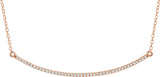 14K Gold Round Natural Diamond Bar Necklace - Rose Gold