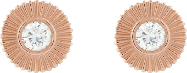 14K Gold Round Natural Diamond Accented Starburst Stud Earrings - Rose Gold - view 2