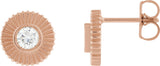 14K Gold Round Natural Diamond Accented Starburst Stud Earrings - Rose Gold