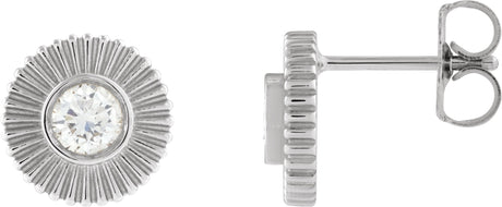 Platinum Round Lab-Grown Diamond Accented Starburst Stud Earrings