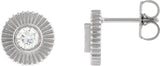 14K Gold Round Natural Diamond Accented Starburst Stud Earrings - White Gold