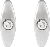 14K Gold Round Natural Diamond Accented Hoop Earrings X - White Gold - view 2