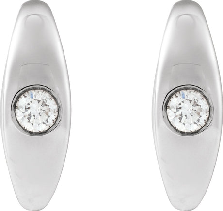 Platinum Round Natural Diamond Accented Hoop Earrings IV - view 2