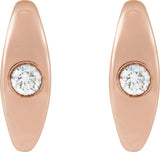 14K Gold Round Natural Diamond Accented Hoop Earrings X - Rose Gold - view 2