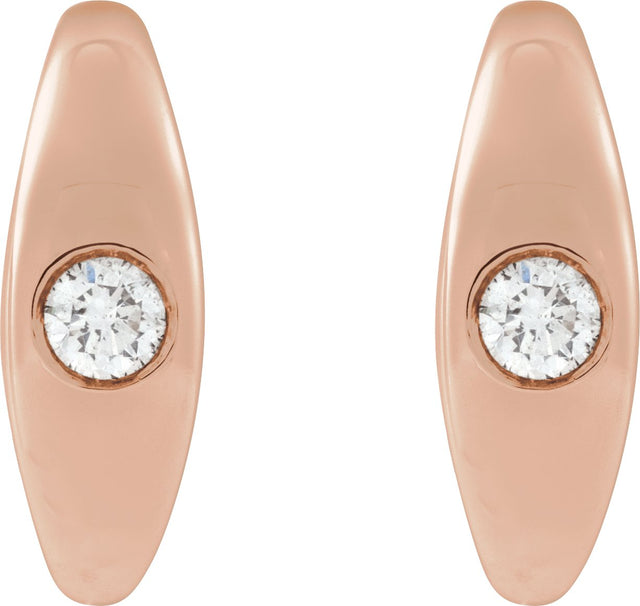 14K Gold Round Natural Diamond Accented Hoop Earrings X - Rose Gold - view 2