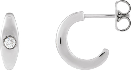 Platinum Round Natural Diamond Accented Hoop Earrings IV